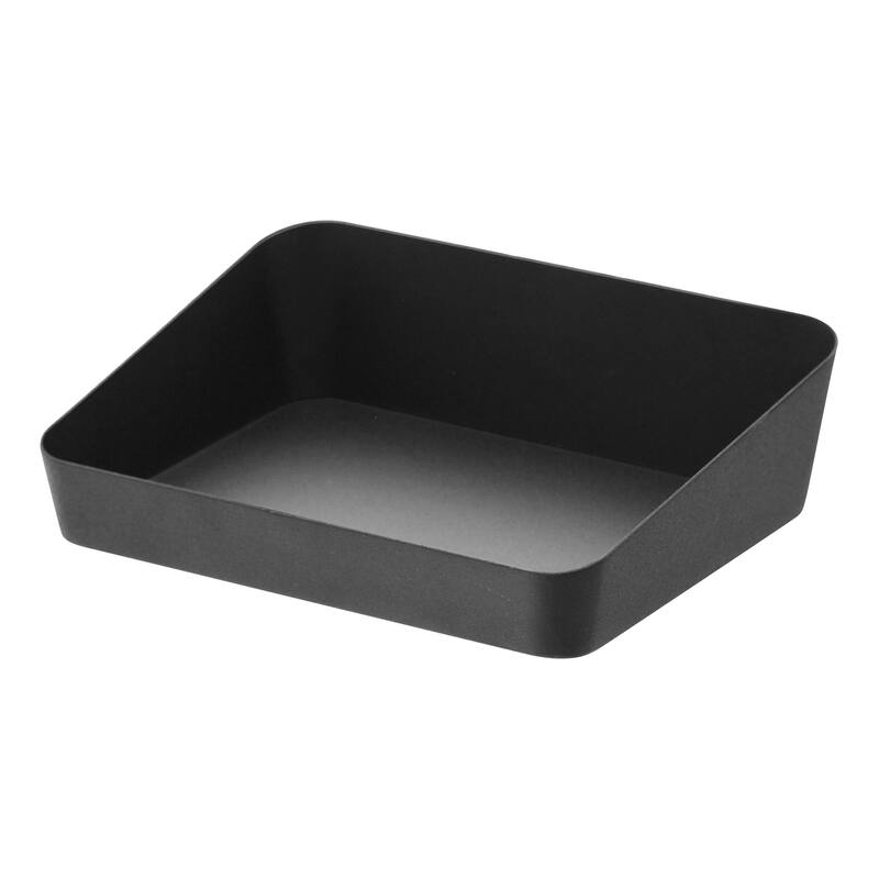 Yamazaki Home Vanity Tray - Angled - Two Sizes, Steel, 5.25" x 7" - L 5.31 x W 6.89 x H 1.97 inches - Black