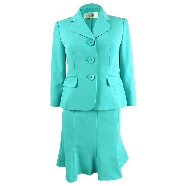 Le Suit Women's Three-Button Crepe Skirt Suit. Opens flyout.