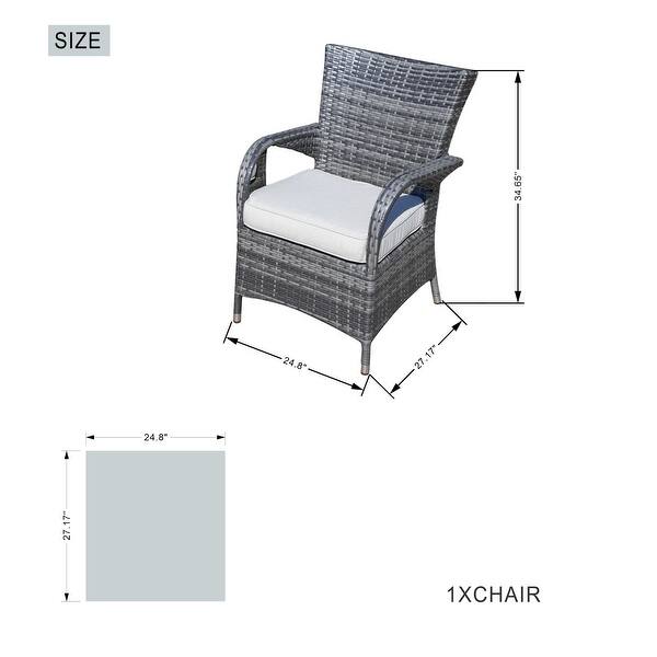 dimension image slide 0 of 2, 7-Piece Brown Aluminum Wicker Patio Dining Set with Multifunctional Fire Pit Table