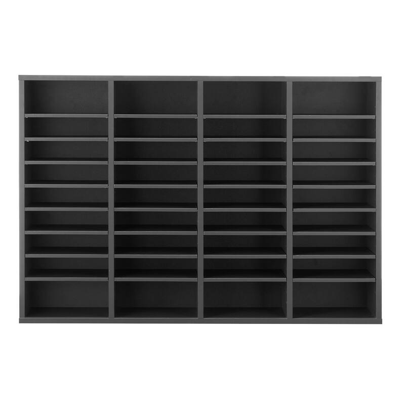 Office Mailbox Literature Organizers with 36 Compartments and Adjustable Shelves - Grey