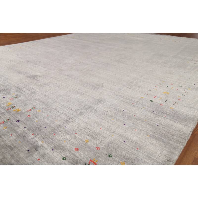 Tribal Gabbeh Indian Area Rug Handmade Silk Carpet - 8'0"x 9'8"