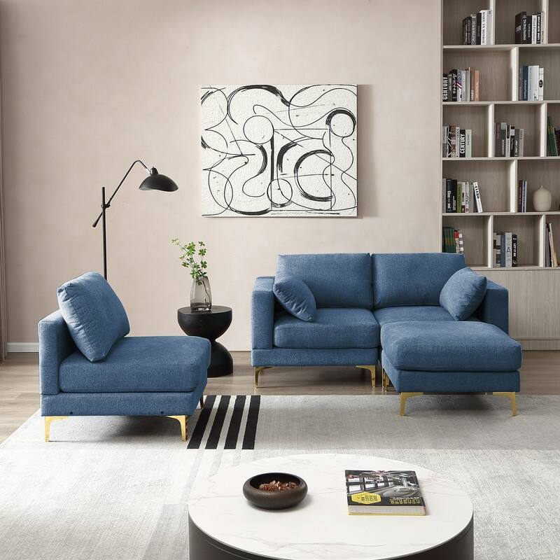 Modern Leisure L Shaped Sectional Sofa, Living Room 3Seat Couch for