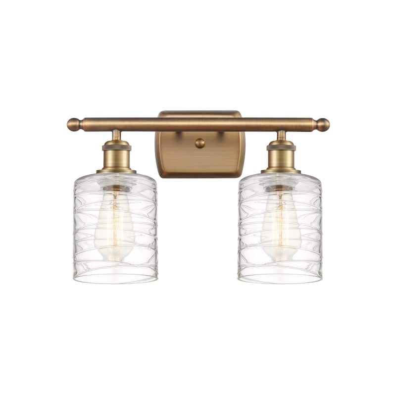 Innovations Lighting 516-2W-9-16 Cobbleskill Vanity Cobbleskill 2 - Brushed Brass / Deco Swirl