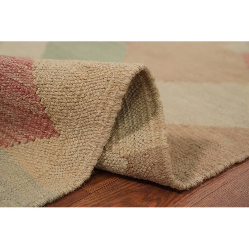 Hand Woven Oriental 100% Wool Carpet Southwestern Modern Multi-Colored Kilim Area Rug - 8' 11'' X 5' 10''