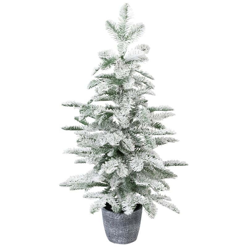 Flocked Pine Potted Artificial Christmas Tree - 28" - Unlit