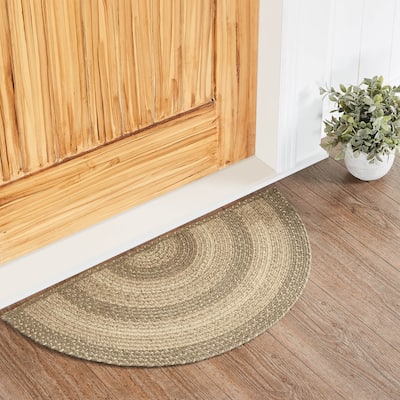 Cobblestone Jute Rug Half Circle w/ Pad 16.5x33 - 16.5" x 33" Half Circle