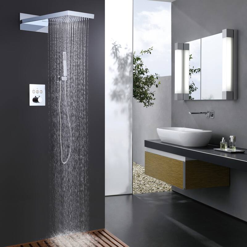Wall Mounted Thermostatic Multi-Function Shower System With Rough-In Valve