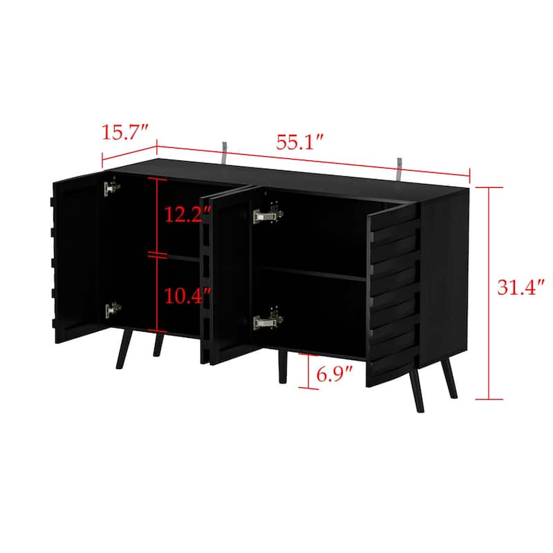 Elegant Black Buffet Cabinet Spacious Storage Organizer Dresser