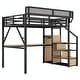 preview thumbnail 12 of 26, Loft Bed with Desk and Charging Station, Metal Loft Bed with Stairs and Light for Kids and Teens