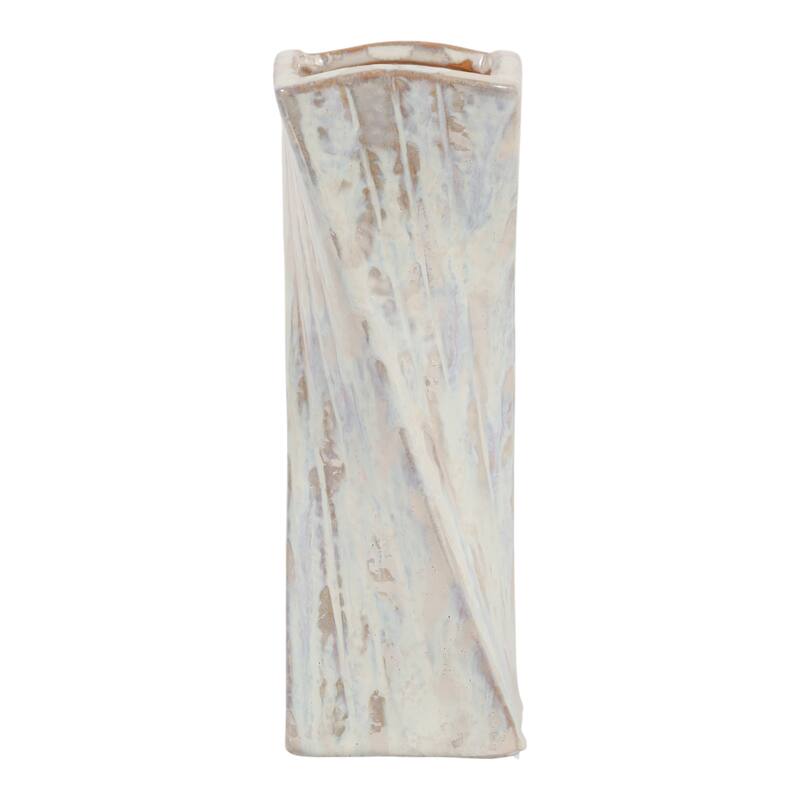Decorative Vase - Ivory Ceramic Twist Design