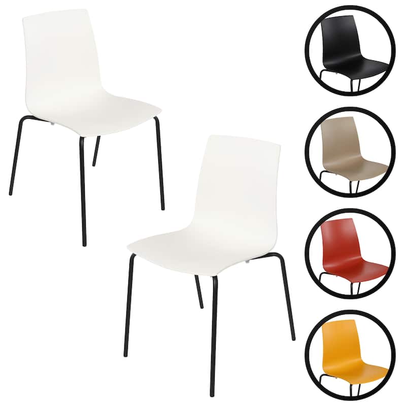 Furnish Theory Aero-S Pro Indoor/Outdoor Stackable Dining Side Chairs Polypropylene Shell & Powder-Coated Steel Legs (Set of 2)