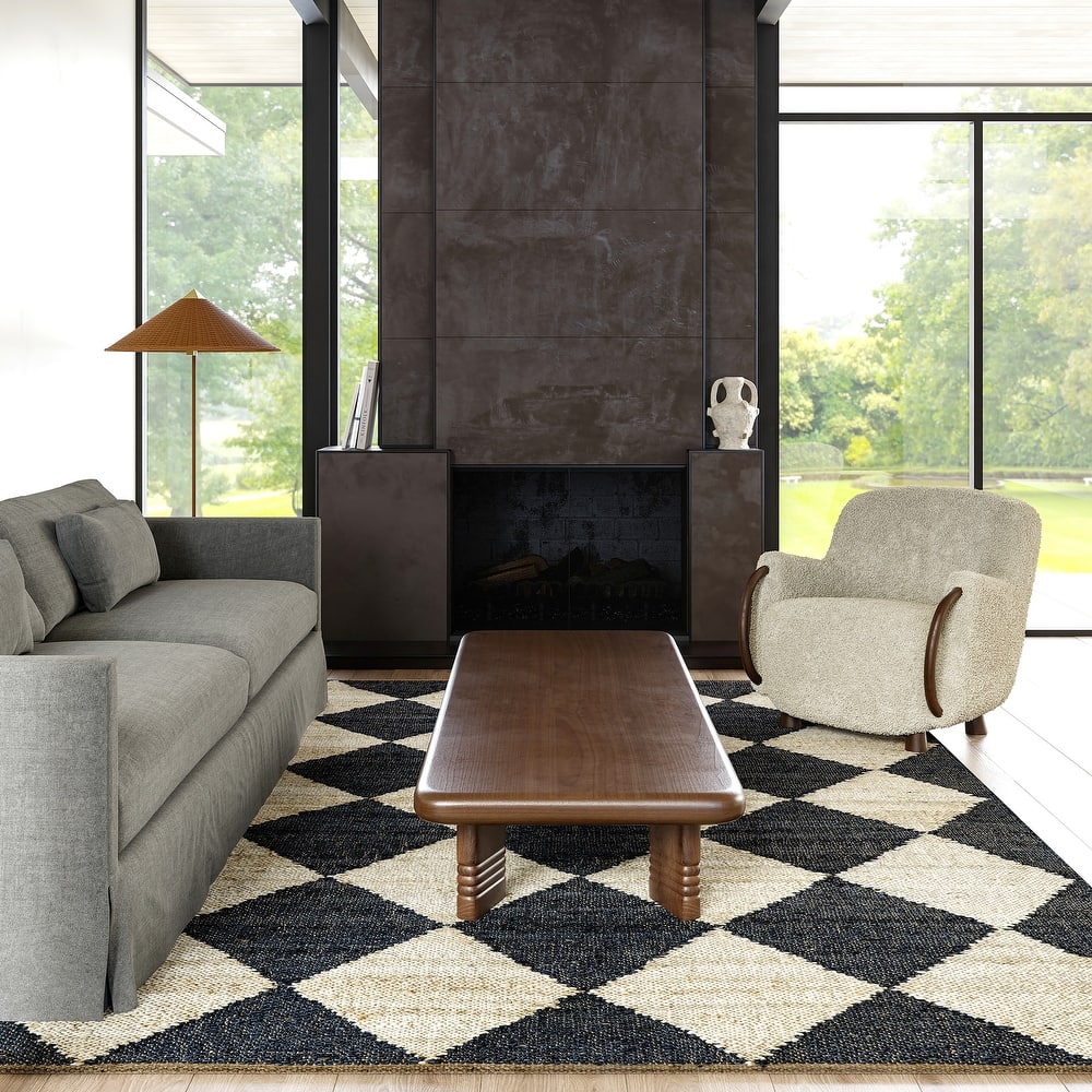 Louie Diamond Checkerboard Jute Area Rug