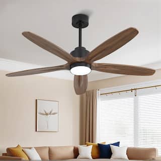MLiAN 54 in 5 Solid Wood Blades Ceiling Fan with Integrated LED and Remote