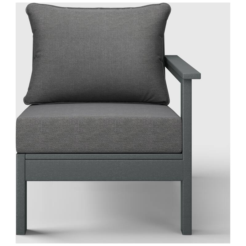Birchwood All Weather HDPE Outdoor Patio Deep Seating Gray Right Arm Facing Chair With Cushions (1-Piece)