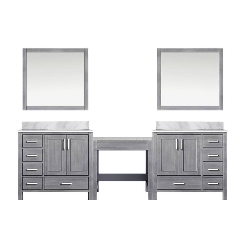 Coraline 102 in W x 22 in D Double Bath Vanity, Carrara Marble Top, and 34 in Mirrors