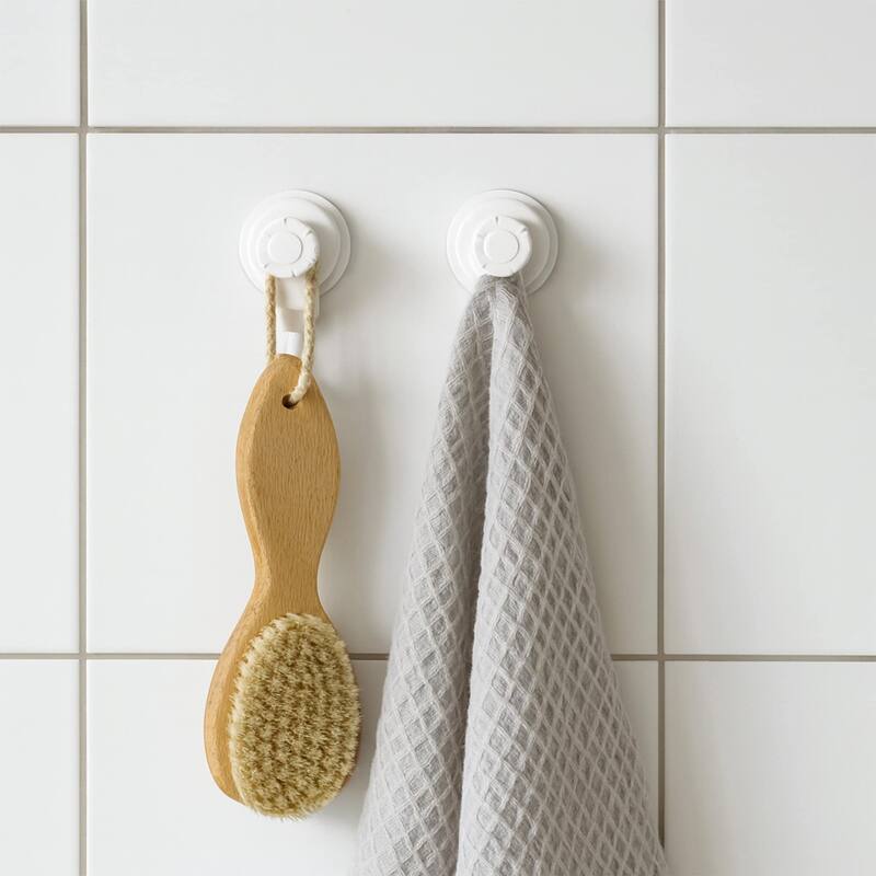 Set of 2 Strong Hold Vacuum Suction Cup Hooks for Shower