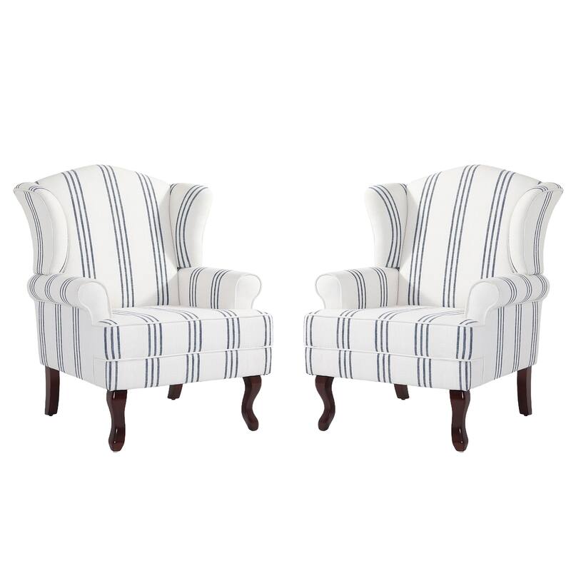 2 Set Modern Upholstery Wingback Accent Chair