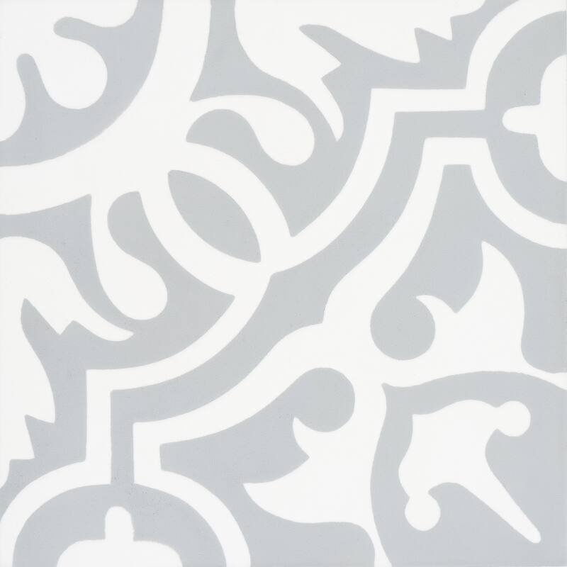 Handmade Baha in Grey and White Cement Tile, Pack of 12 (Morocco)
