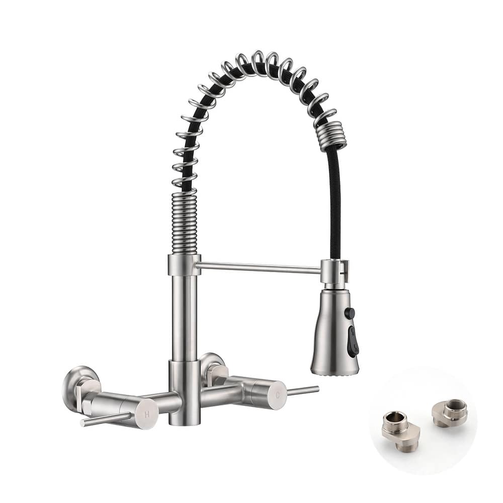 Dornberg Wall Mounted Pull Down Bridge Kitchen Faucet