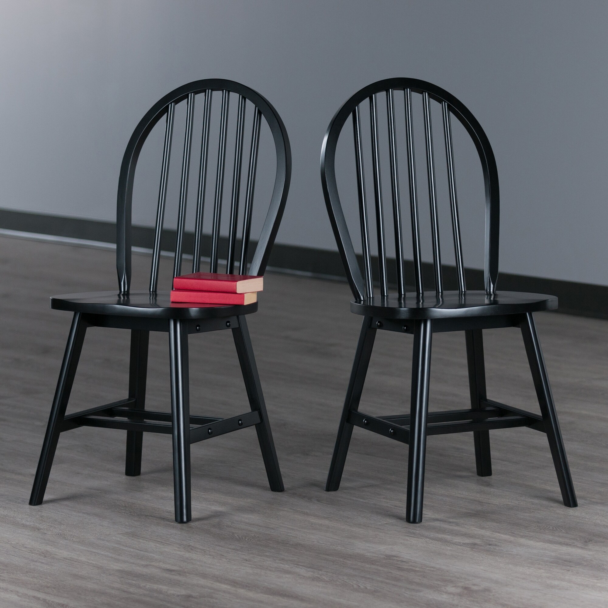 Windsor 2-Pc Chair Set, Black - Overstock - 35999696