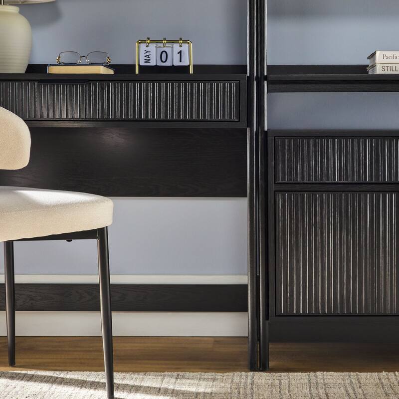 Walker Edison Hutch Desk with 2 Wide Bookcases