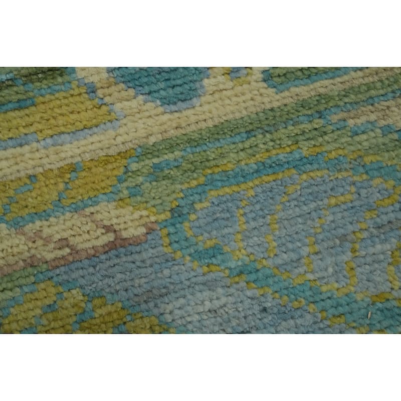 Vegetable Dye Wool Oushak Turkish Area Rug, Geometric Carpet - 11' 9'' X 8' 11''