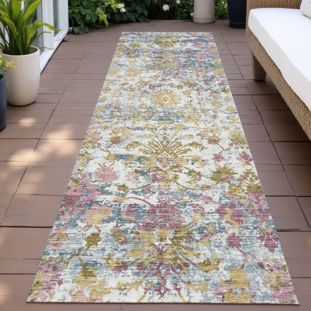 Machine Washable Indoor/Outdoor Vintage Traditional Chantille Rug