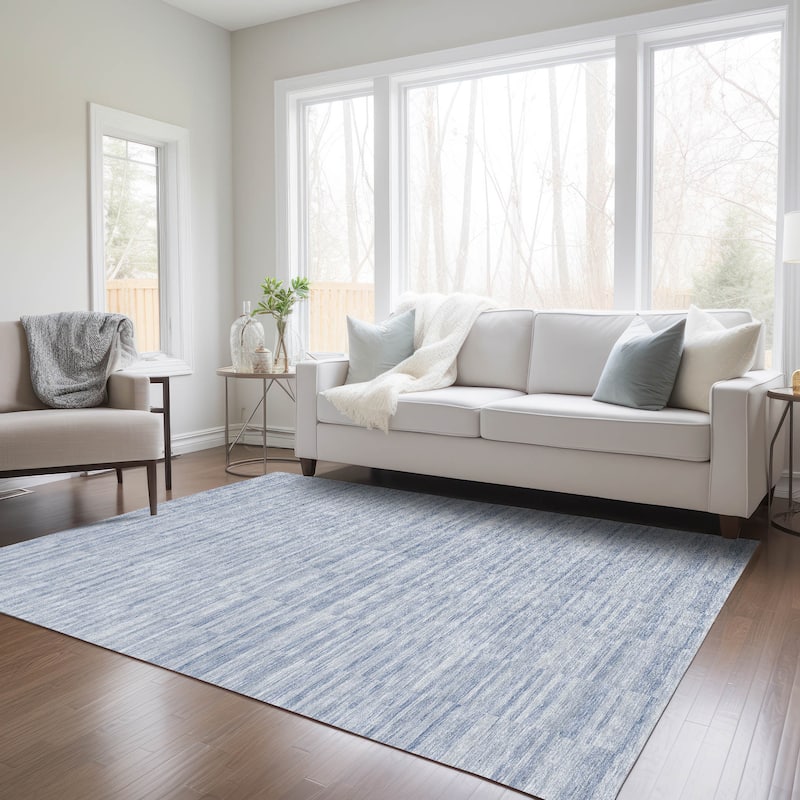 Machine Washable Indoor/ Outdoor Chantille Contemporary Blocks Rug