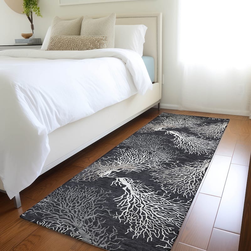 Premium Washable Super Soft Coastal Coral Mayfield Rug - Midnight - 2' 3" x 7' 6" - Runner