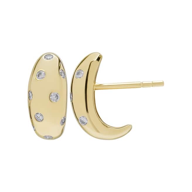 Victoria Townsend 14kt Gold over Sterling Silver White Sapphire Half Hoop Earrings