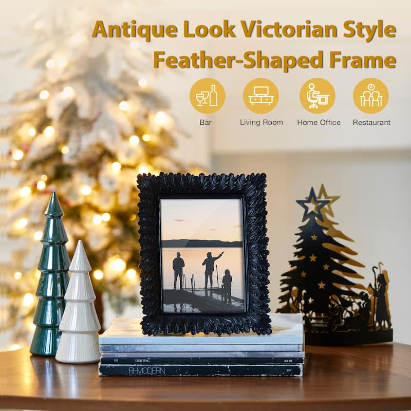 Glitzhome 5x7 Black Resin Wall Hanging or Tabletop Picture Photo Frames Set