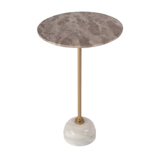 Zion 16 in. W Round Marble and Iron Side Table
