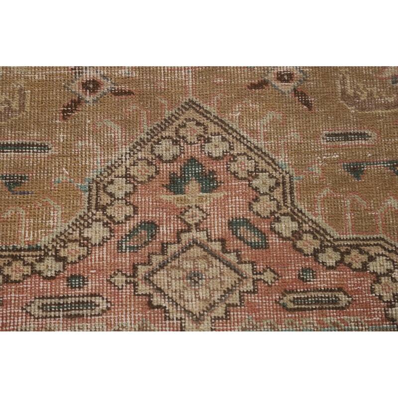 Distressed Gold Tabriz Persian Vintage Rug Handmade Wool Carpet - 8'3"x 10'8"