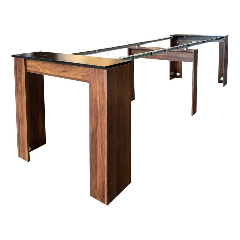 Extendable Console Table up to 118 Inch Multi Functional for Dining or Desk - Walnut+black