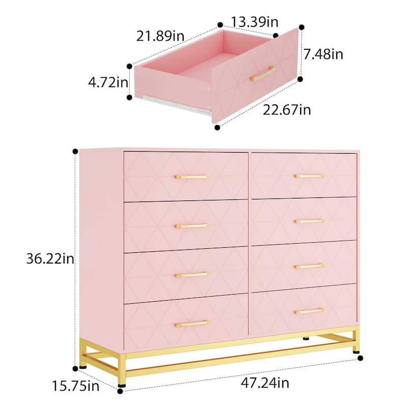 8 Deep Drawer Dresser for Bedroom Wood