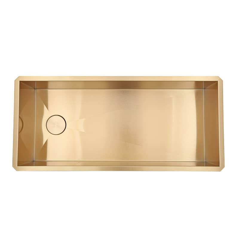 Kingsman 42 Inch Satin Gold Matte Stainless Steel Undermount 16-Gauge Kitchen Sink Single Bowl