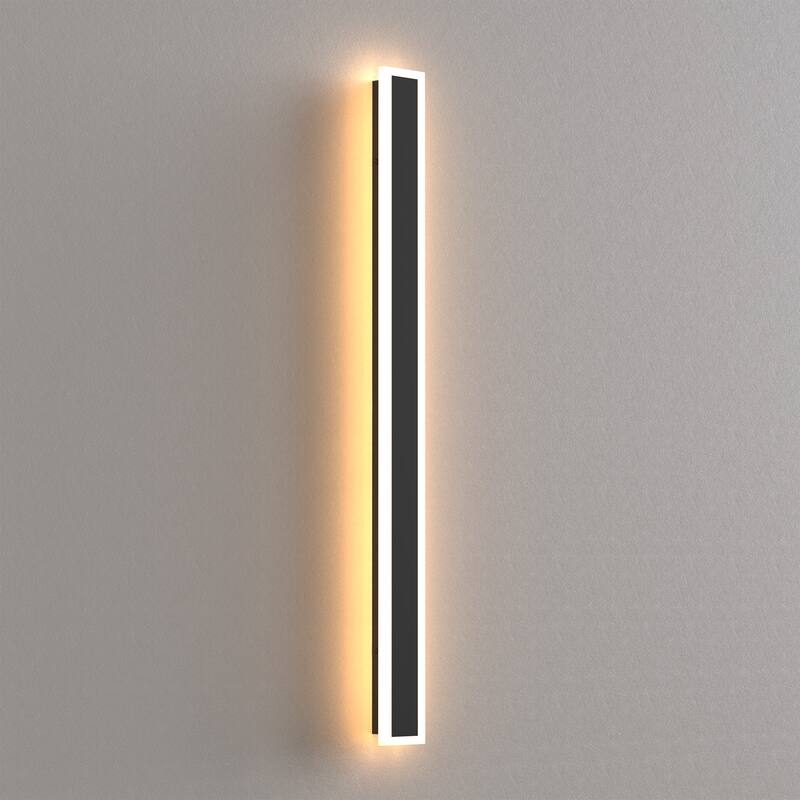 YANSUN Outdoor Wall Light, Rectangular Shape, 3000K LED, Satin Black Finish for Modern Exterior Lighting - 3.1*1.7*35.4