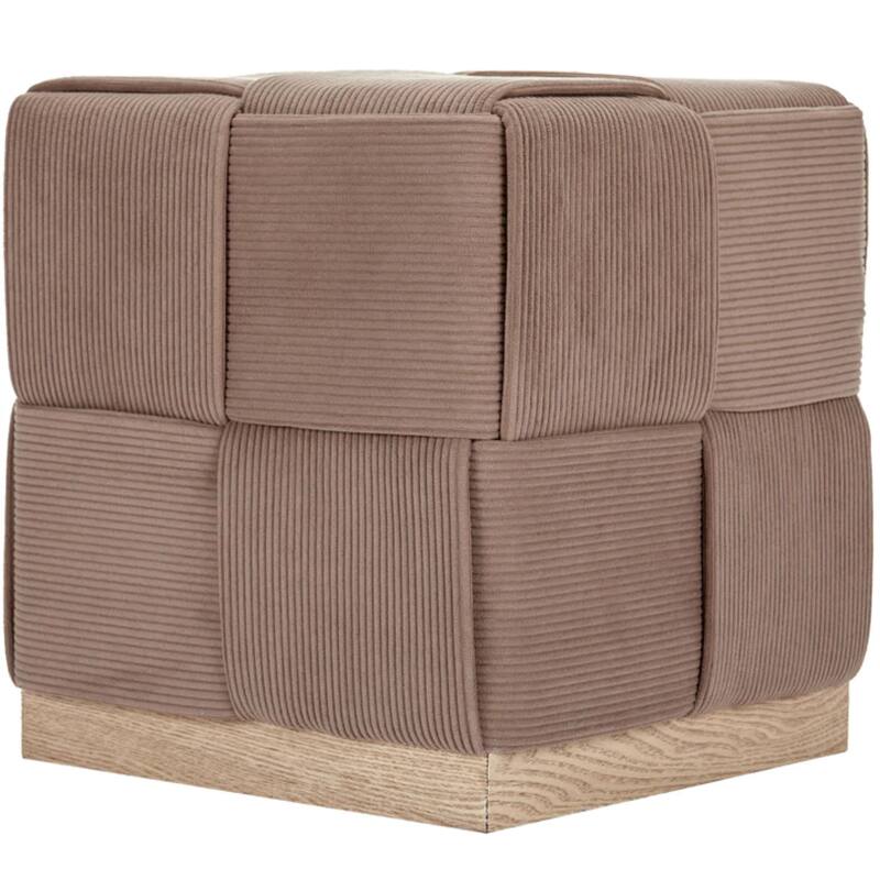 Upholstered Corduroy Square Ottoman Foot Stool Accent for Bedroom