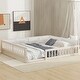 preview thumbnail 2 of 16, Wood Full Size Upholstered Platform Bed with Guardrail and Pillow