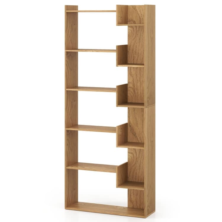 Engineered Wood 11-Shelf Bookcase with Anti-Tip Kits and Floor Pads - 27" L x 9" W x 64" H