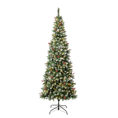 First Traditions™ 7.5 ft. Cullen Pine Slim Tree with LED Lights - 7.5ft