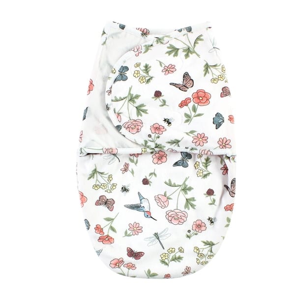 slide 1 of 1, Hudson Baby Infant Girl Plush Faux Fur Swaddle Wrap, Hummingbird Garden, 0-3 Months - Hummingbird Garden - 0-3 Months