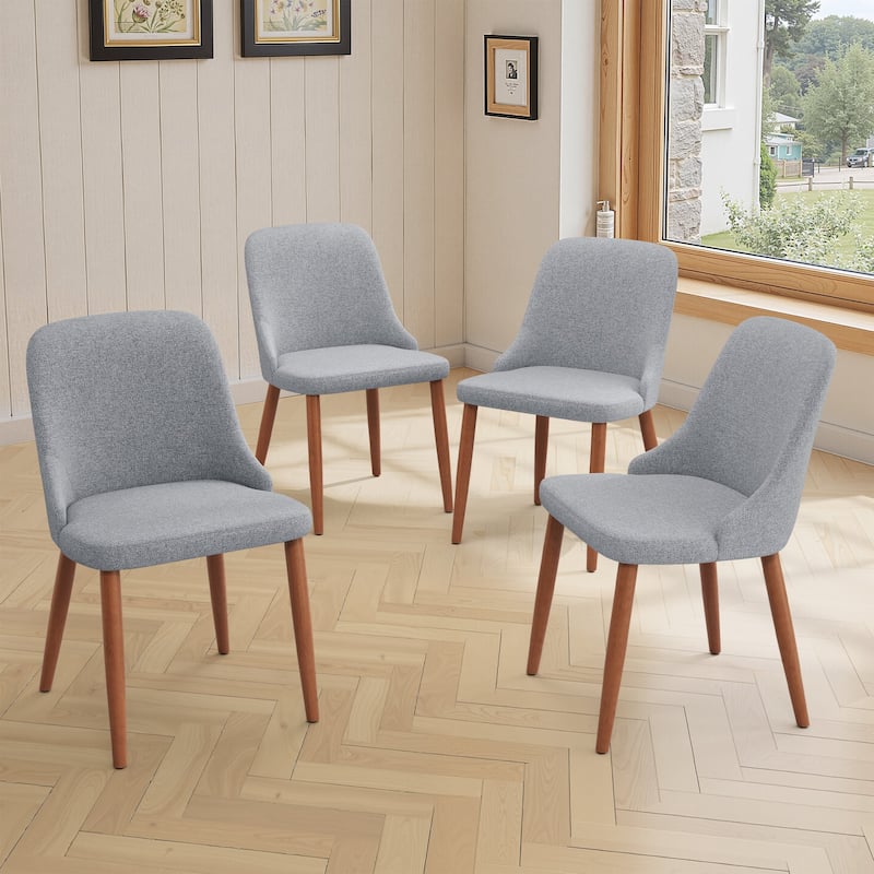 Modern Dining Chair Upholstered Accent Chairs with Solid Wood Legs