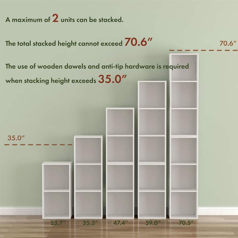 DH BASIC Modern Wood Customizable Stackable Storage Organizer - Cube Shelves, Drawer Cabinet, Bookcase with Doors by Denhour
