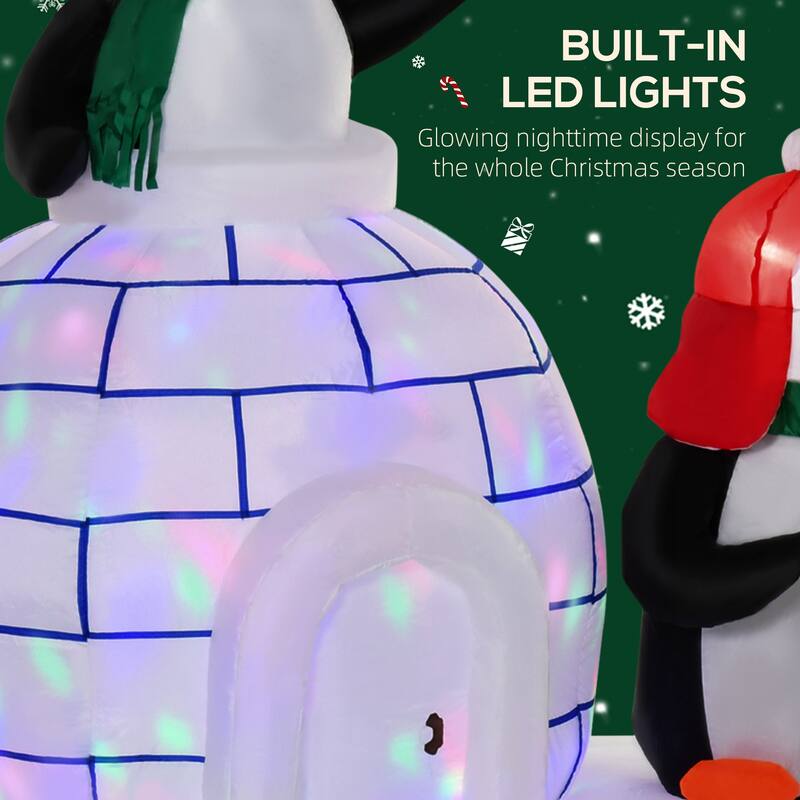 Multi-Color Polyester Inflatable Penguin and Igloo with LED Lights