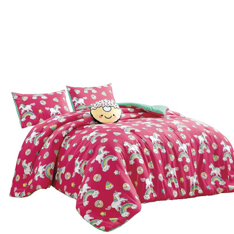 Shatex RAINBOW 4PC Kids Lightweight Bedspread set,Oversized Reversible Quilt set,Bedding Comforter Set
