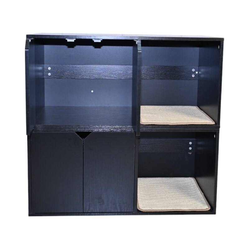 35.83" Cat Litter Box Enclosure Hidden Furniture (Scratch Pad Included), Cat House with Corrugated Cardboard Scratching Pad