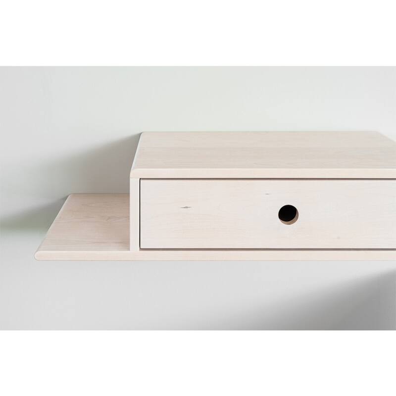 Floating Nightstand with Drawer, Stylish Left Shelf, Handcrafted