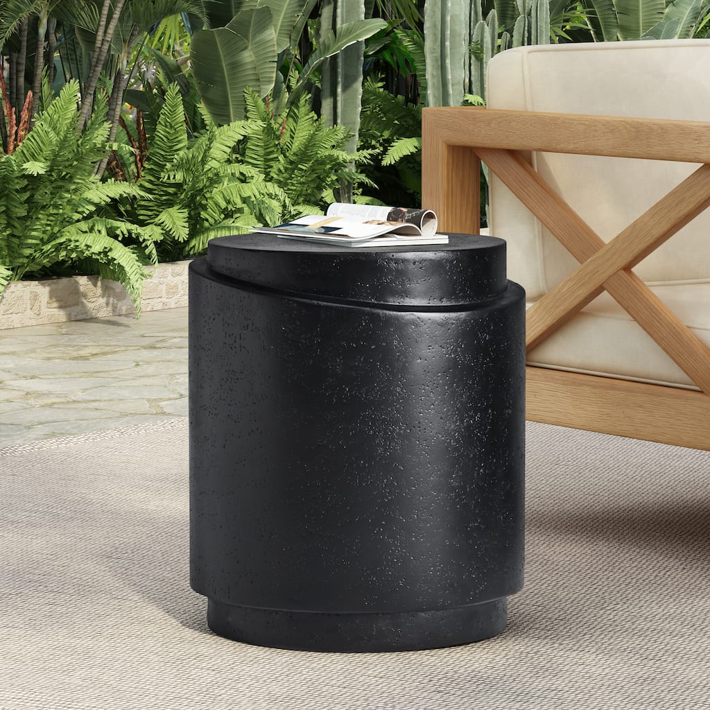 Christopher Knight Home - Terra Modern MGO Outdoor Side Table with Sloped Top in Black - 16.34"W x 16.34"D x 18.7"H