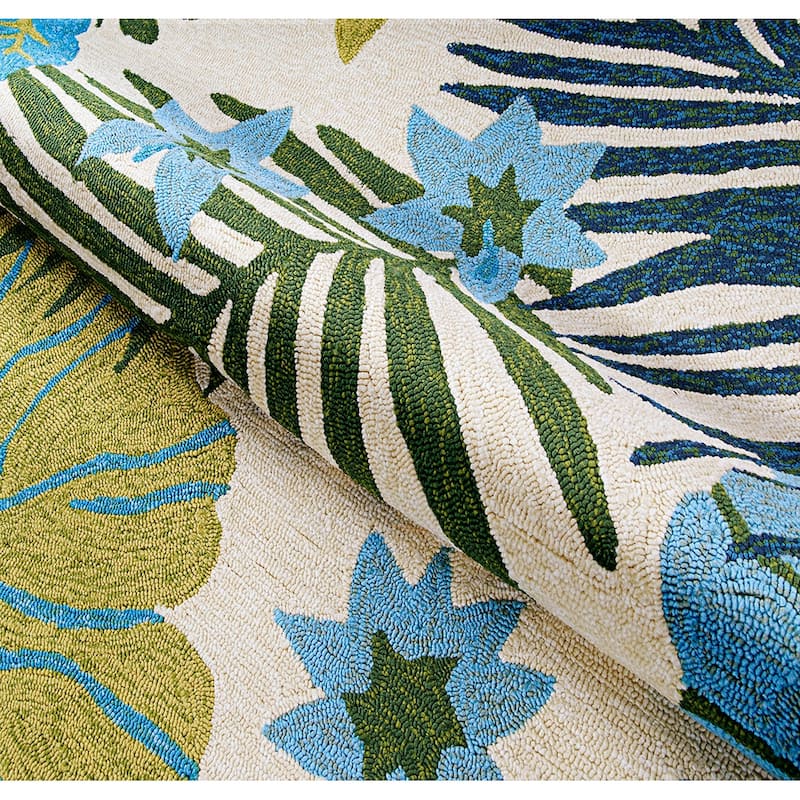 Dream Decor Rugs Miami Tropics Ivory Blue Indoor Outdoor Area Rug